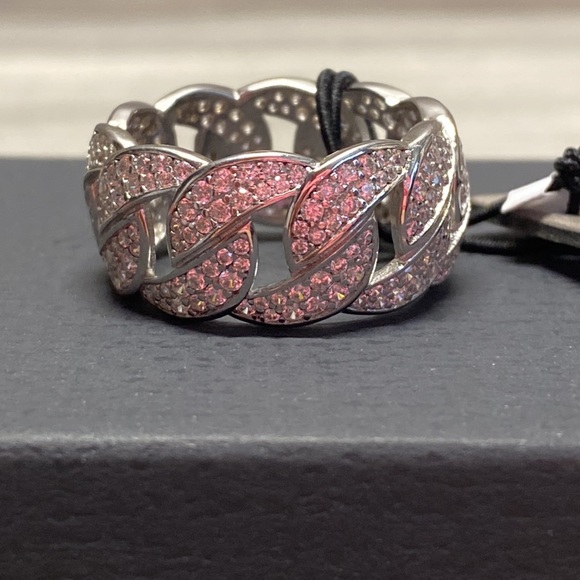 Sterling Silver 925 CZ Diamond Cuban Link Ring - Picture 6 of 7